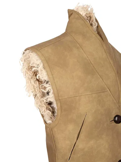 Isabel Marant Étoile Shearling Vest In Suede In Brown