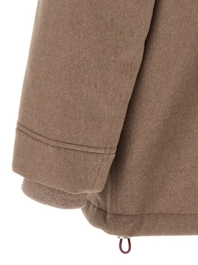 Brunello Cucinelli Flannel Down Jacket Puffer Jackets Beige In Multi