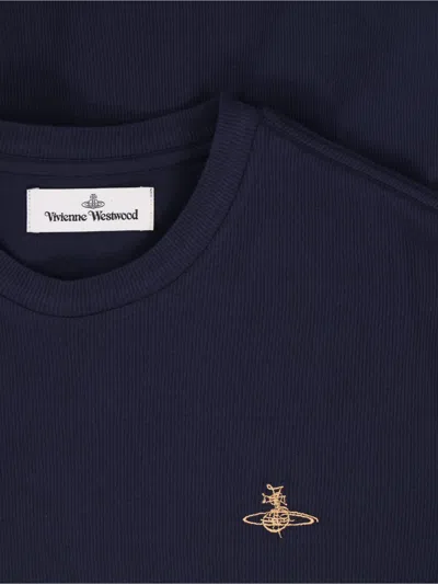 Vivienne Westwood Woman T-shirt Navy Size L Organic Cotton In Blue