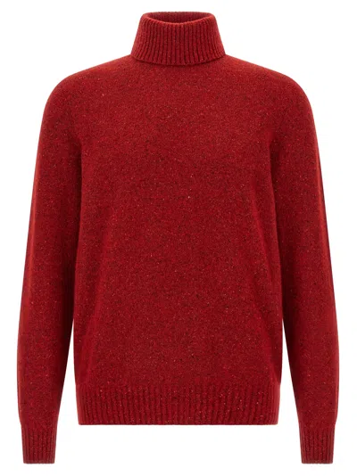 Brunello Cucinelli Cozy High Neck Knit Pullover In Red