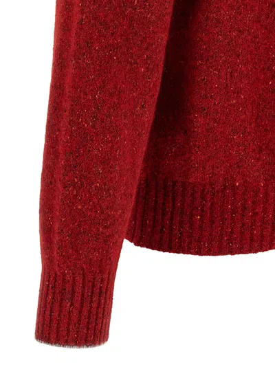 Brunello Cucinelli Cozy High Neck Knit Pullover In Red