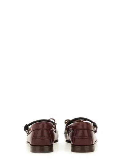 Hereu Moccasin Mary Jane Lorea Supple Shiny In Burgundy