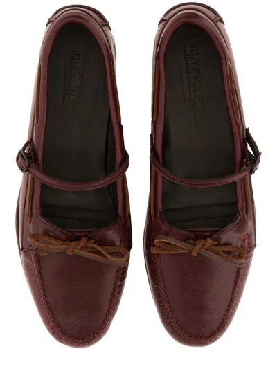 Hereu Moccasin Mary Jane Lorea Supple Shiny In Burgundy