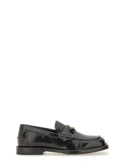 Moschino Classic Penny Loafer With Stacked Heel In Black