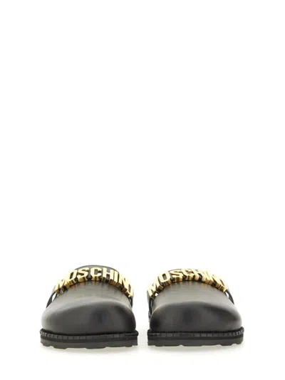 Moschino Couture Sabot With Logo Lettering In Black