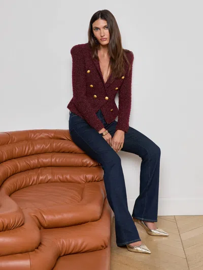 L'agence Bethany Tapered Knit Blazer In Brown