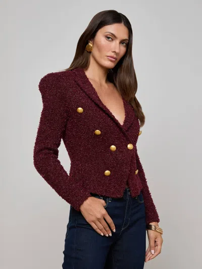 L'agence Bethany Tapered Knit Blazer In Brown