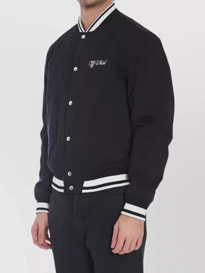 Off-white Off White Men `script Cotgab Souvenir` Varsity Jacket In Black