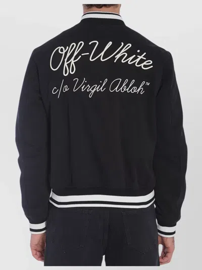 Off-white Off White Men `script Cotgab Souvenir` Varsity Jacket In Black