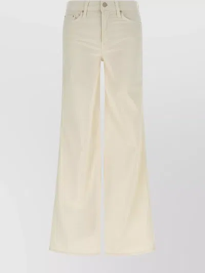 Mother Wide Leg Five Pocket Trousers In White