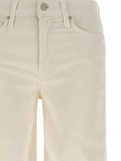 Mother Wide Leg Five Pocket Trousers In White