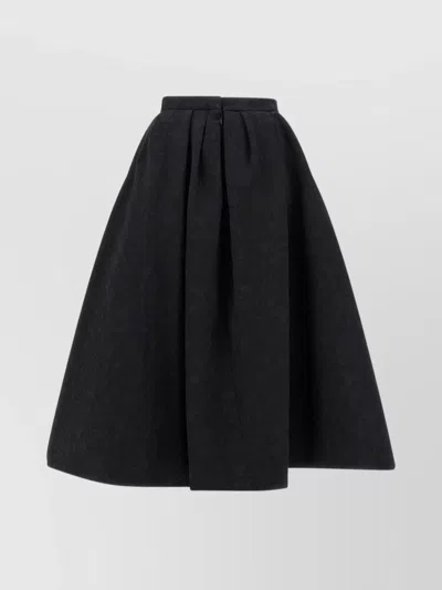 Carolina Herrera High-waisted A-line Textured Pleated Skirt In Black