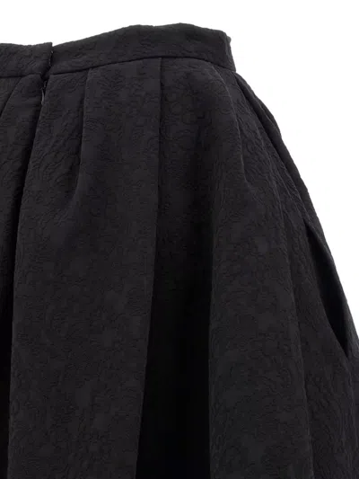 Carolina Herrera High-waisted A-line Textured Pleated Skirt In Black