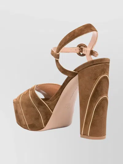 Gianvito Rossi Suede Block Heel Sandals With Platform Sole