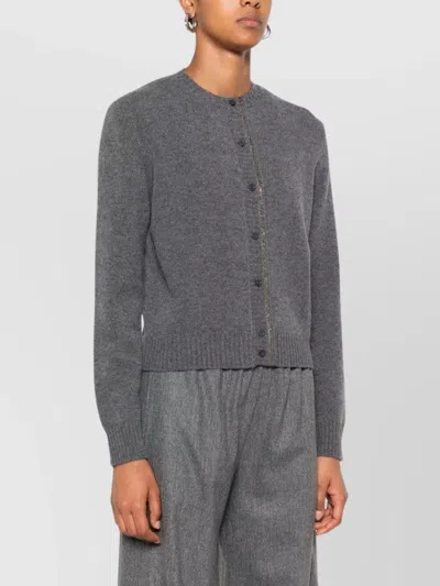 Fabiana Filippi Soft Wool Blend Long Sleeve Jacket In Gray