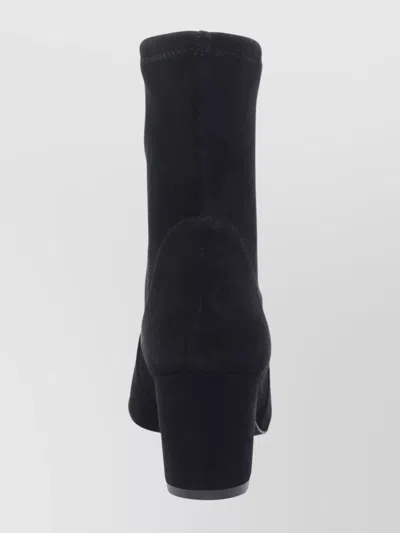 Stuart Weitzman Suede Effect Ankle Length Block Heel Boots In Black