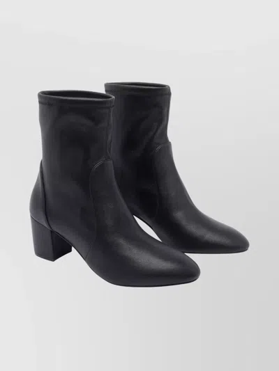 Stuart Weitzman Yuliana 60 Womens Leather Pull On Mid-calf Boots In Black Leather