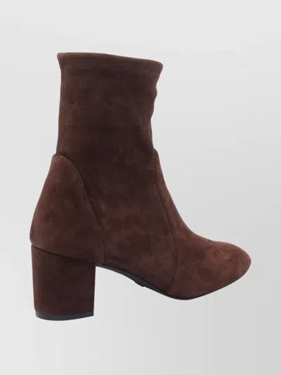 Stuart Weitzman Sleek 60 Sock Bootie In Walnut In Brown