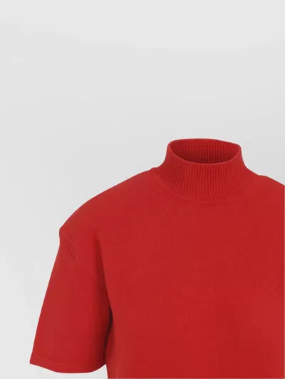 Jacquemus Turtleneck Short Sleeve Knee-length Dress In Red