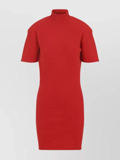 Jacquemus Turtleneck Short Sleeve Knee-length Dress In Red