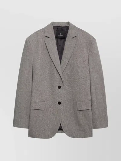 Anine Bing Quinn Herringbone Blazer Front Pockets