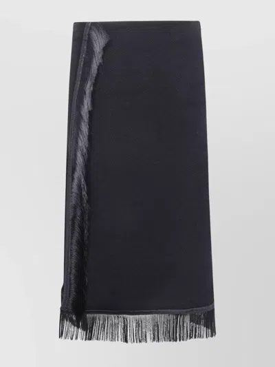 Jil Sander Asymmetric Fringe Midi Skirt In Blue