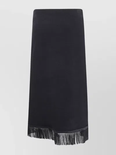Jil Sander Asymmetric Fringe Midi Skirt In Blue