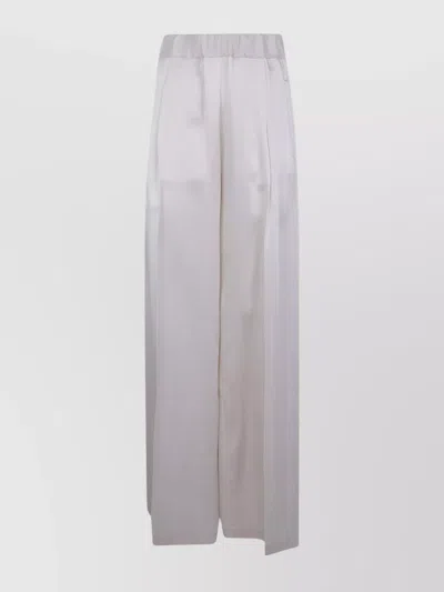 Semicouture Jhonny Wide Leg Trousers Side Pockets In White