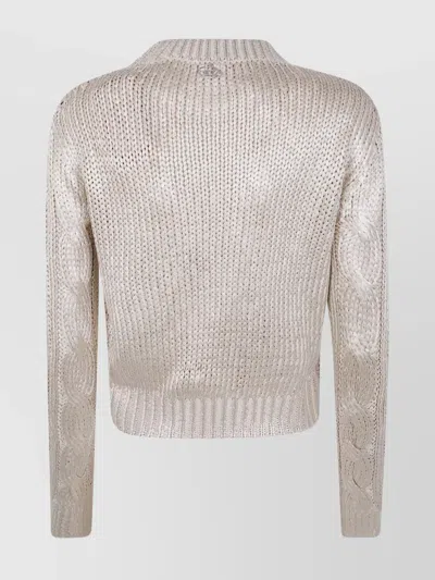 Diesel Knit Sweater With Round Neck And Long Sleeves In Neutral