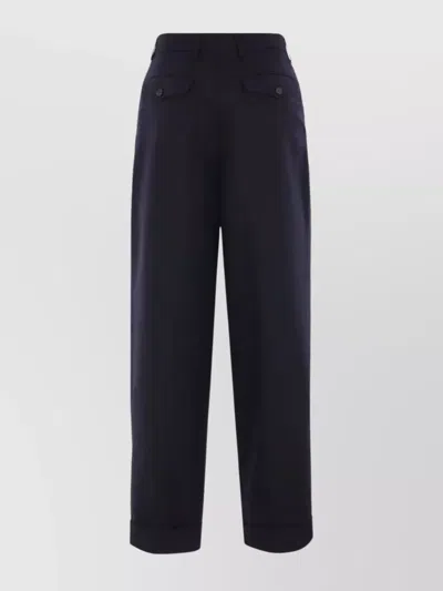 Dries Van Noten Partan Pleated Trousers Cuffed Hem In Blue