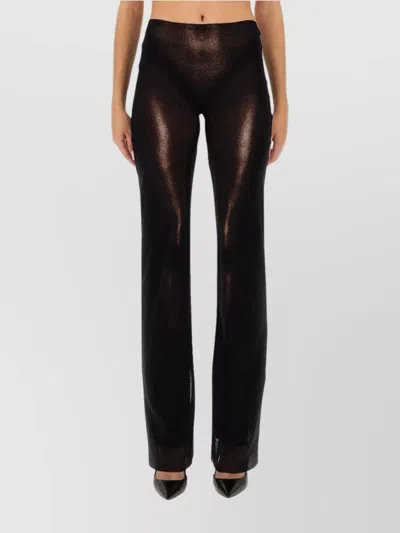 Jean Paul Gaultier High Waist Sheer Trousers With Metallic Finish In Brown