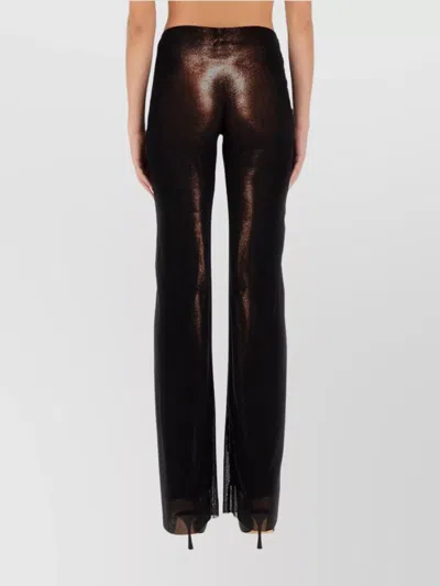 Jean Paul Gaultier High Waist Sheer Trousers With Metallic Finish In Brown
