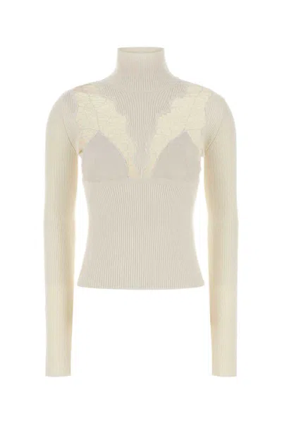 Blumarine Ivory Wool Blend Sweater In White