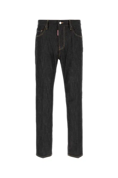 Dsquared2 Belted Contrast Stitched Five-pocket Trousers In Black