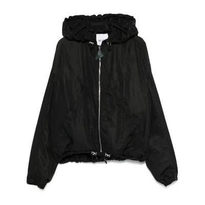 Attico The  Black Oversized Bomber With Drawstring In Black