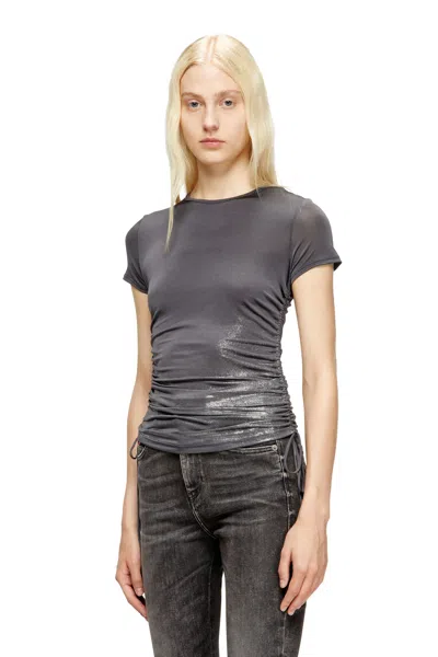 Diesel Jersey Top With Drawstring Sides In Gray