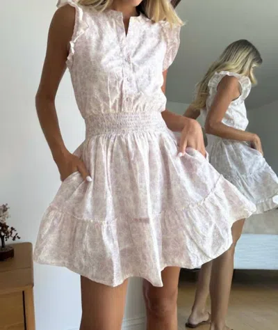 Mint Flutter Sleeve Mini Dress In Lilac Bloom Purple Print In Multi