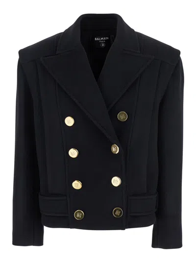 Balmain Tailored Coat With Double-breasted Design In Blue