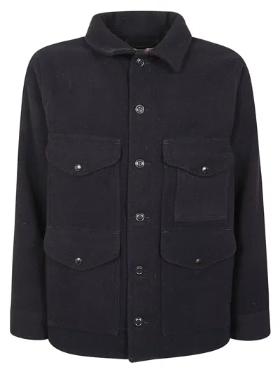 Filson Mackinaw Cruiser Field Jacket With Pointed Collar And Four Patch Pockets In Blue