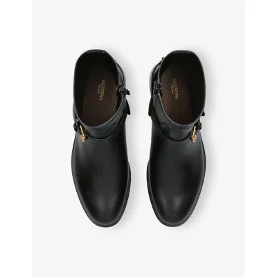 Valentino Vlogo Signature Leather Ankle Boot In Black