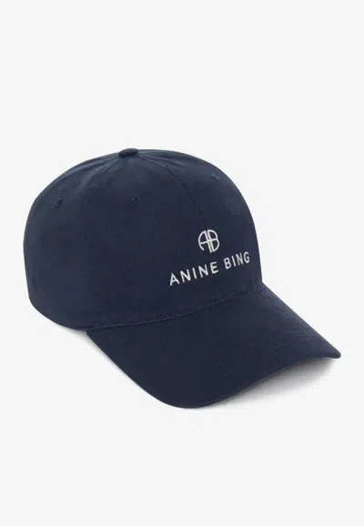 Anine Bing Womens Washed Navy Jeremy Cotton Baseball Cap In Blue