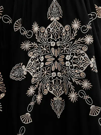 Hale Bob Floral-embroidered V-neck Mini Dress In Black