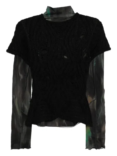 Andersson Bell Layered Pattern Top Set In Black