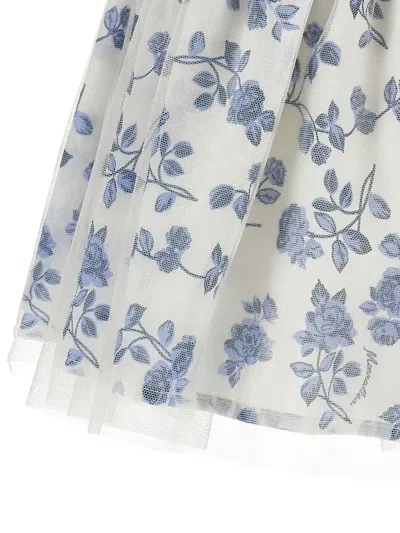 Monnalisa Cotton-silk Floral Dress In White