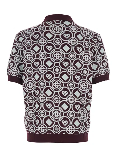 Casablanca Mens Aubergine Embroidered-logo Monogram Cotton Polo Shirt In Multi