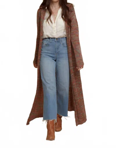Hem & Thread Sierra Long Open Front Hooded Cardigan In Multi In Multi