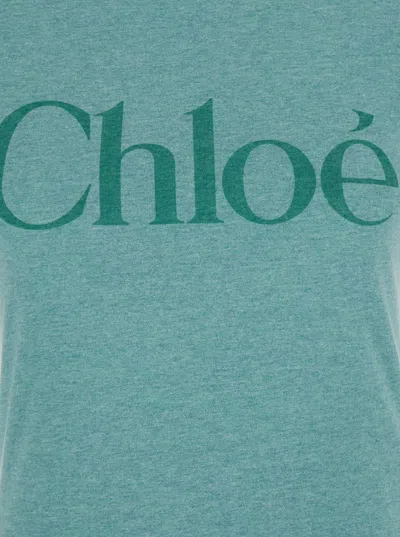 Chloé Fitted Logo T-shirt In Cotton-mix Jersey In Multi