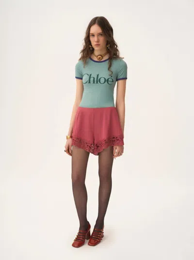 Chloé Fitted Logo T-shirt In Cotton-mix Jersey In Multi