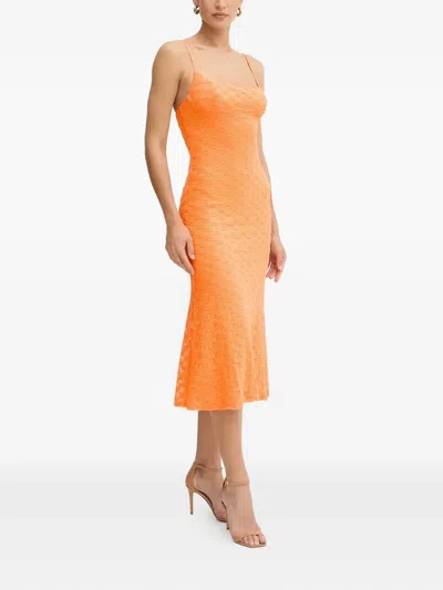 Bardot Adoni Mesh Midi Dress In Ornge Srbt