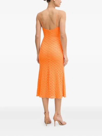Bardot Adoni Mesh Midi Dress In Ornge Srbt